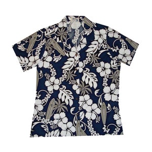 Damen Hawaii Hemd Made in Hawaii, U.S.A. | Passende Familienoutfits | Passende Paare Shirts in Lei Hibiskus| Kys Hawaiihemden