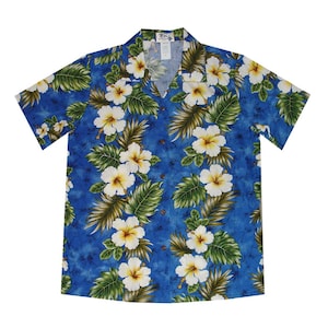 Damen Hawaiihemd aus Baumwolle mit Hibiskusdruck - Handgefertigt in Hawaii | Ky&#39;s Aloha Apparel | 100% Baumwolle Island Wear