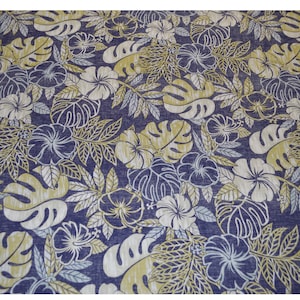 Hawaiian Fabric by Yard – Authentic Hawaiian Print 100% Cotton Fabric – Vintage Monstera / Tropical Floral Design for Sewing, Crafts