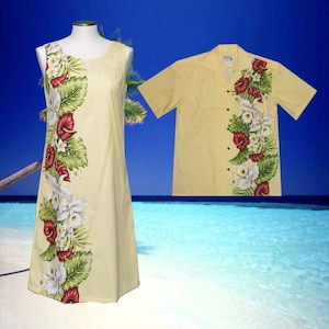 Matching Couple Outfits 100% Handmade in Hawaii -USA | Matching Couple Summer Tank Dress & Aloha Shirt | Matching Family Outfits