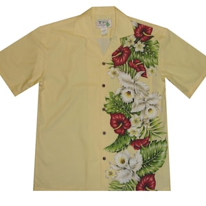 Herren Hawaii-Baumwollhemden - Handgefertigt in Hawaii - Tropischer Blumen-Exklusivdruck - Ky&#39;s Hawaiihemden - Strandhochzeits-Bräutigam-Hemd