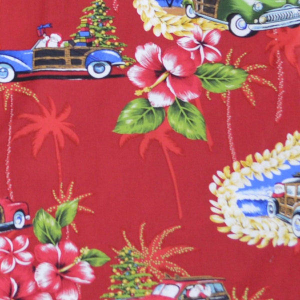 Christmas Hawaiian Fabric Exclusive Design 100% Cotton Poplin | Hawaiian fabric wholesale Sold by the Yard