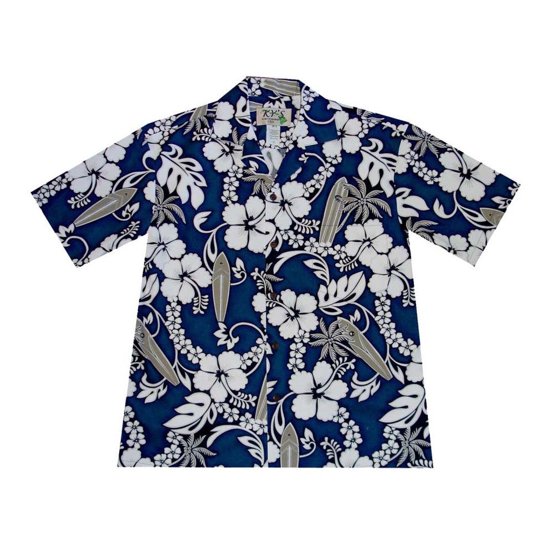 Men's Hawaiian Shirt With Hibiscus Lei Print 100 Cotton Authentic — free download