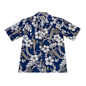 Herren Hawaiihemd mit Hibiscus Lei Print – 100% Baumwolle Original Aloha Shirt Made in Hawaii von Ky’s, Tropical Beach Beach Urlaube Shirt Geschenke