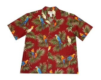 Men's Hawaiian Shirt - Couple Parrot Hawaiian Print | Authentic Handmade in Hawaii Clothing | Summer Hawaiian Shirts by Ky's Hawaiian Shirts
