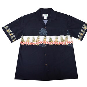 Herren Hawaiihemden - Authentisch handgefertigt in Hawaii - Border Ananas Print - Ky&#39;s Hawaiihemden - Strand Hawaiian Print Aloha Shirt
