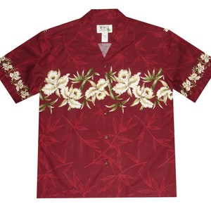 Herren Hawaii Hemd - Orchideen Design - Ky&#39;s Made in Hawaii 100% Baumwolle Aloha Shirt -Geschenk für Geburtstage / Papa / Ruhestand