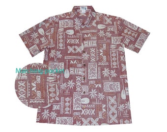 Traditional Tapa Youth Hawaiian Shirt Handmade locally in Hawaii | Aloha Friday Reverse Shirt 100% Cotton