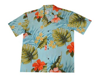 Familjematchande outfits 100 % handgjorda på Hawaii - USA | Makakilo Hibiscus Off The Shoulder matchande sommarklänning och skjorta för par