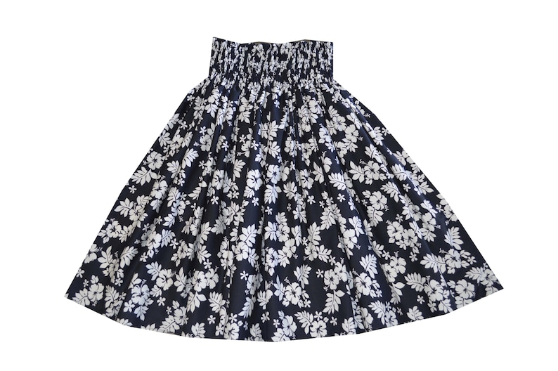 Hibiscus Paʻu Hula Skirt - Hawaiian Print 100% Cotton Handmade in Hawaii | Perfect Hula Dance & Hawaiian Gifts by KY'S SK-354NB