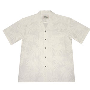 Men&#39;s Authentic Hawaiian Shirt Exclusive Palm Leaf Print– 100% Cotton, Button-Down Aloha Shirt Handmade by Ky&#39;s in Hawaii USA, Vacation Wear