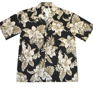 Herren Hawaii-Baumwollhemd mit exklusiven tropischen Blumen - Premium Cotton Aloha Shirt Handgemacht von Ky&#39;s in Hawaii USA, Geschenk zum Ruhestand