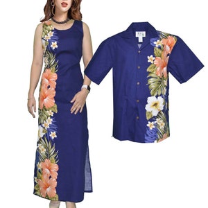 Couple Outfits Matching Print Handmade in Hawaii Dress Shirt Gift for Friend Red Hibiscus Aloha Wear | Ky's Hawaiian Shirts