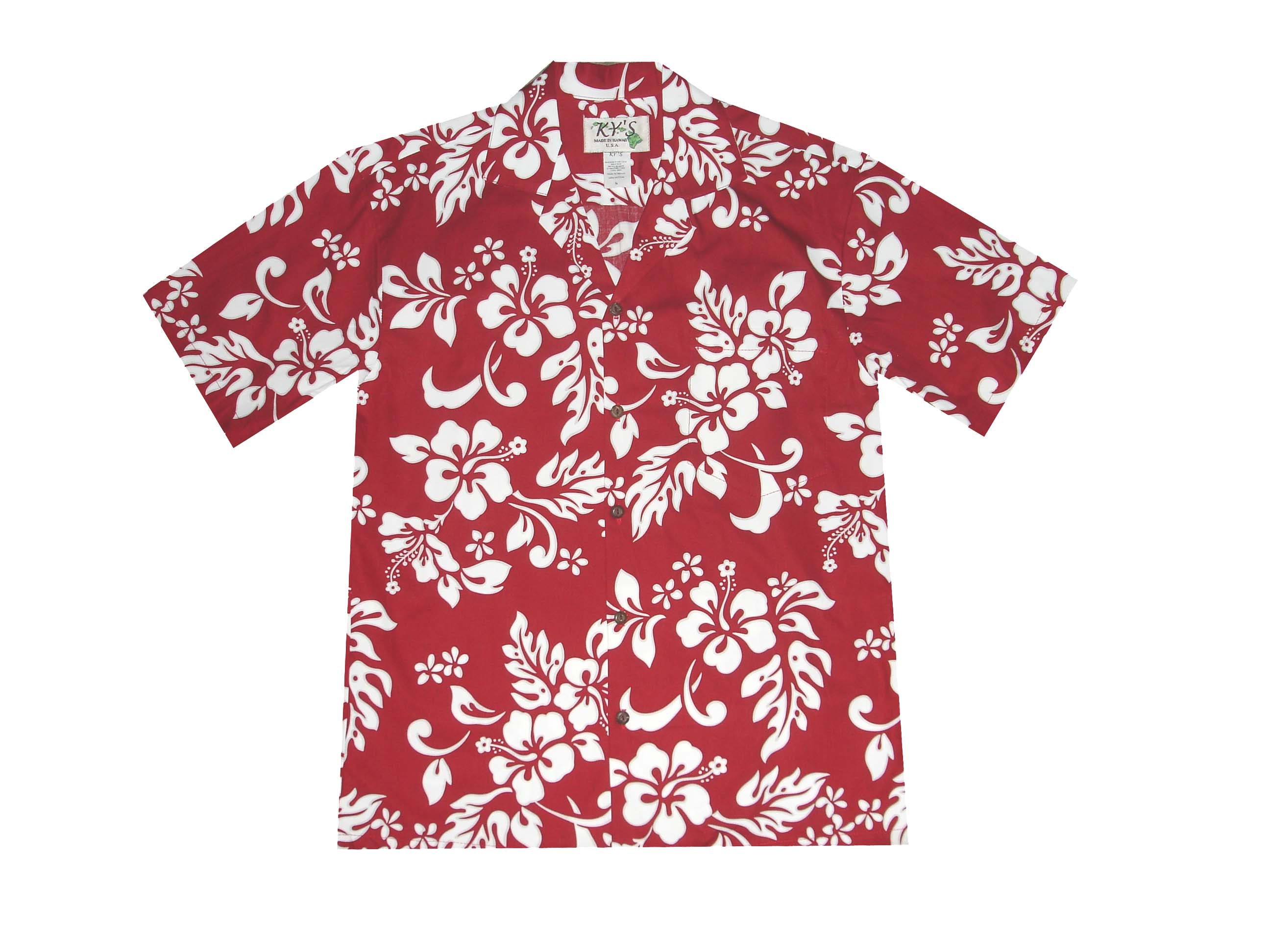 KY'S Wahiawa Tropical Navy Blue Cotton Men's Slim Fit Hawaiian Shirt , M