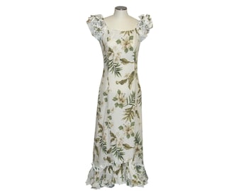 Vestido Muumuu hawaiano hecho a mano: estampado de hibisco de algodón, boda tropical