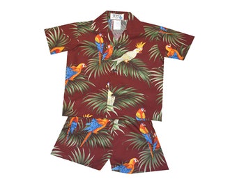 Little Boy's Hawaiian Cabana Set Made In Hawaii | Hawaiian toddler baby boy shirt 100% Cotton