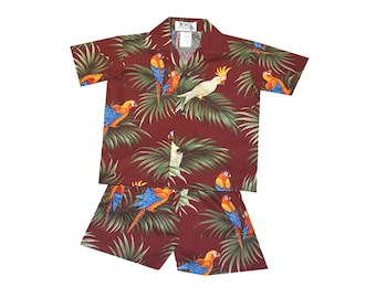 Hawaiian Boy's Cabana Set: 100% Cotton Aloha Shirt & Shorts