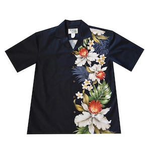 Men's Hawaiian Cotton Shirt | Authentic Handmade in Hawaii | Hilo Orchid Exclusive Print | Ky's Hawaiian Shirts | Beach Weddings Outfits