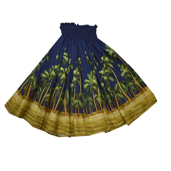 ハワイ フラ パウ スカート - 限定プリント入り 100% コットン