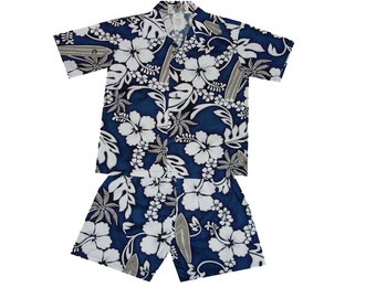 Cotton Cabana Set – Hawaiian Shirt & Shorts – Luau Outfit, Toddler to Youth Sizes by Ky&#39;s Made in Hawaii - Beach Wedding Kids Outfit