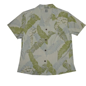 Silk Aloha Shirt for Women & Men – Handmade in Hawaii – Banana Leaf Print – Lightweight Luxury Summer Button-Down - Resort / Travel Shirt