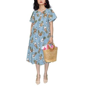 Pineapple Design Cotton Knee-length Muumuu with Pockets | Matching Hawaiian Couples