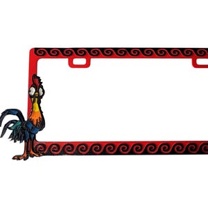 Hand Painted Hei Hei Novelty License Plate Frame