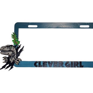 Hand Painted "Clever Girl" Jurassic Park Novelty License Plate Frame