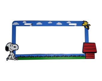 Hand Painted Snoopy Novelty License Plate Frame - Etsy