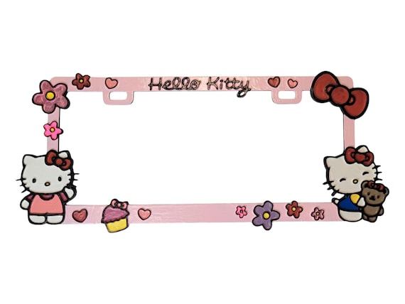 Hand Painted Hello Kitty Novelty License Plate Frame - Etsy
