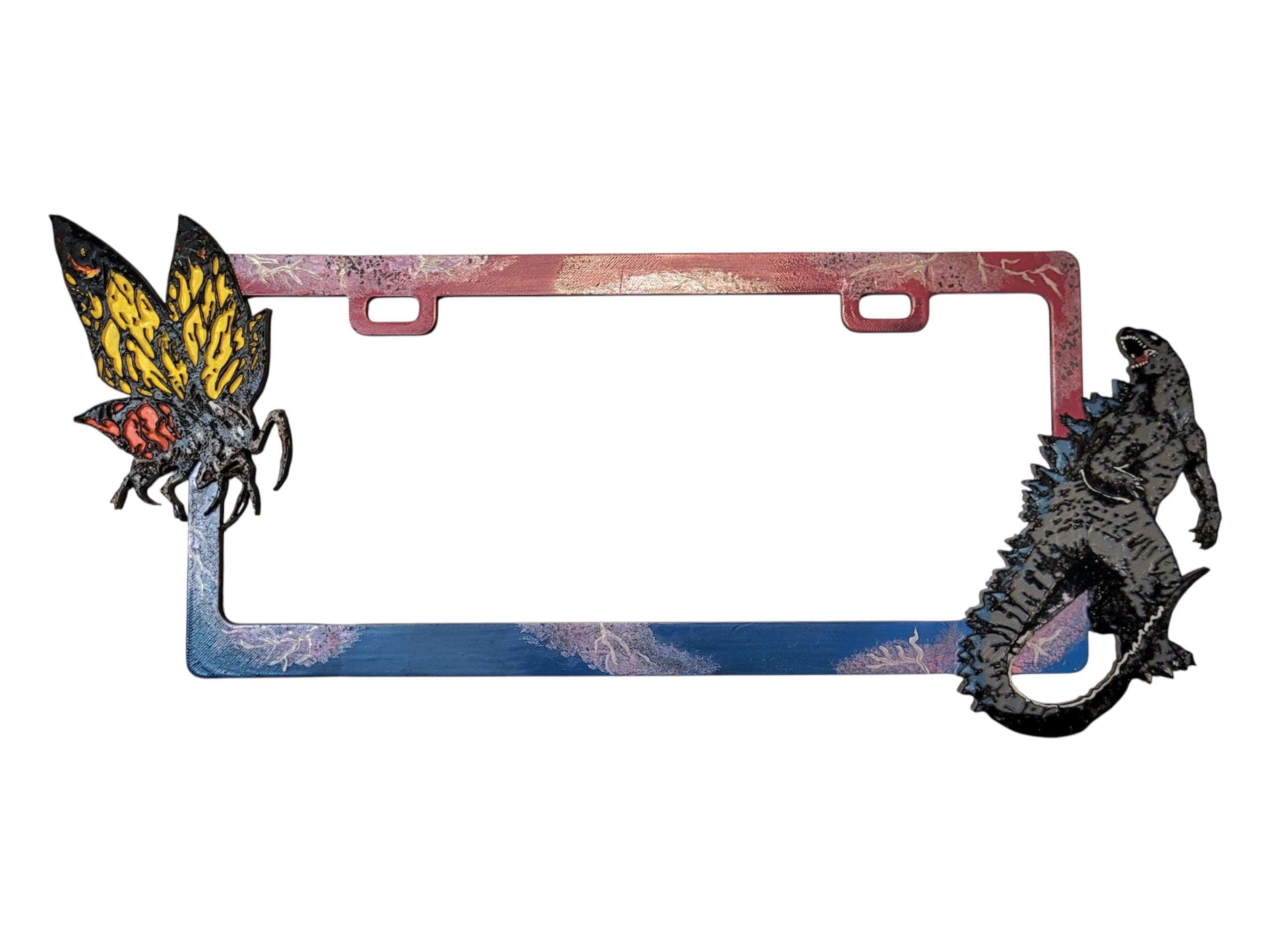 Hand Painted Godzilla & Mothra Novelty License Plate Frame - Etsy