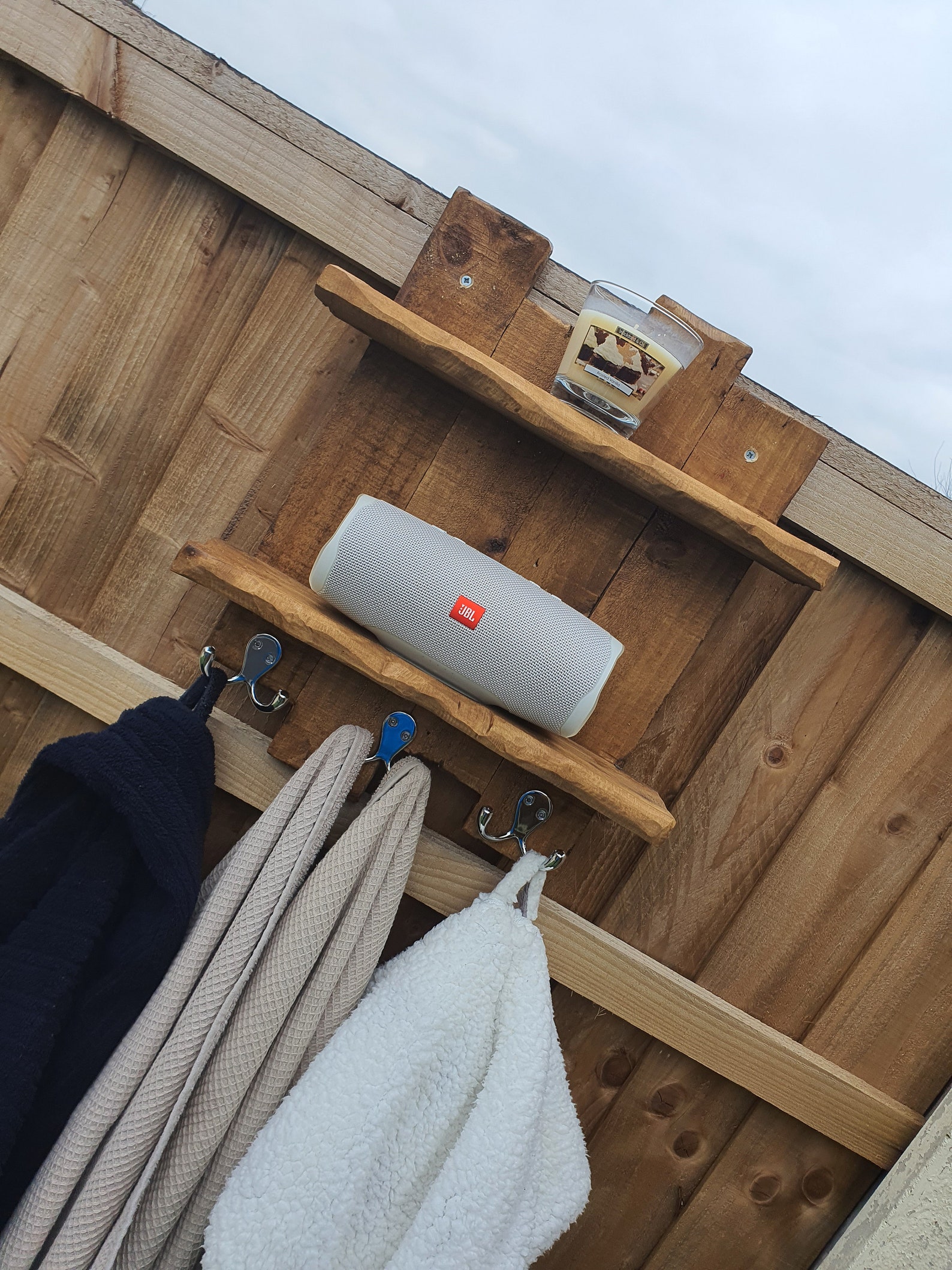 Hot tub robe towel hanger shelf Etsy