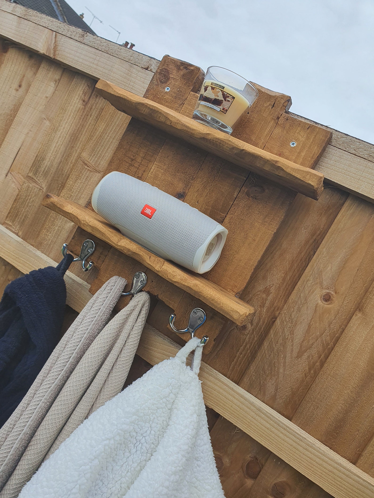 Hot tub robe towel hanger shelf Etsy