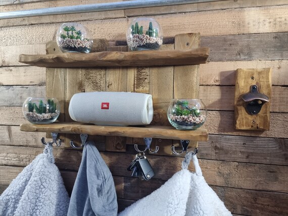 7 Pane RH Hot Tub Robe Hanger Hand Made Wooden Rustic Hot Tub Robe Coat Towel Hanger With Shelves and Hooks Etsy UK