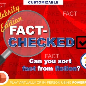 Celebrity Trivia Game - Fact Checked True or False - PowerPoint for Zoom - Family Birthday Party Games - Virtual Quiz - Ice Breaker Games
