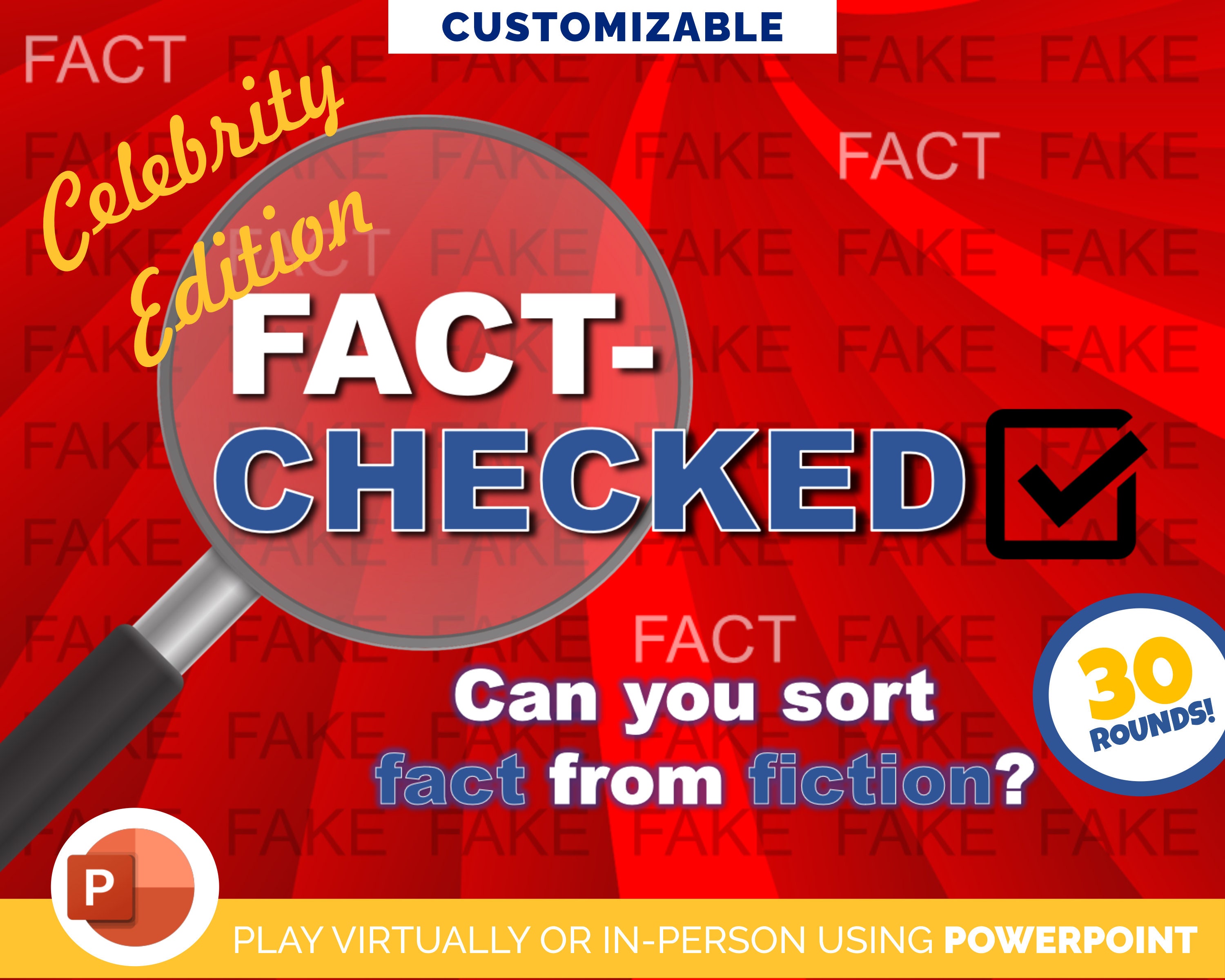 Celebrity Trivia Game - Fact Checked True or False - Powerpoint for Zoom - Family Birthday Party ...