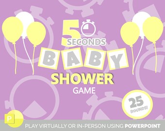5 Second Girl Baby Shower Saupoudrer Jeu | En personne virtuelle | Jeu de quiz de fête | Quiz PowerPoint | Zoom Partage d'écran