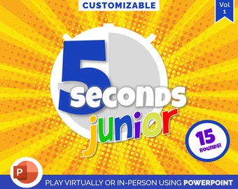 Jeu 5 Seconds Junior Edition - Jeu PowerPoint Familial Jeune Adulte Adolescent - Compatible PC Mac et iPad - Jeu Amusant - Soirée Virtuelle - Soirée Jeux