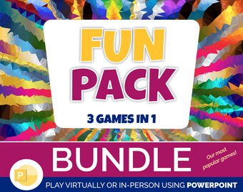 Fun Game Party Pack Bundle | Jeu Trivia Zoom | | de jeux de la famille PowerPoint | d’anniversaire Jeux de nuit de quiz virtuel | Brise-glace d’entreprise