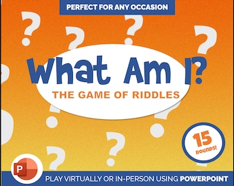 Riddle Trivia Game - Fête d'anniversaire amusante Icebreaker PowerPoint Game - Compatible PC Mac iPad - Virtual Party - Game Night