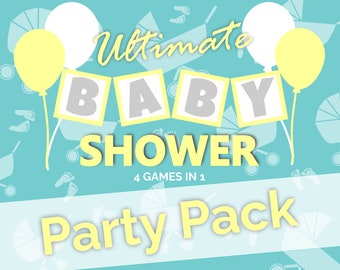Ultimate Gender Neutral Boy Girl Baby Shower Game Party Pack Bundle | Virtuelle en personne | Logiciel téléchargeable PowerPoint Trivia Quiz | zoom
