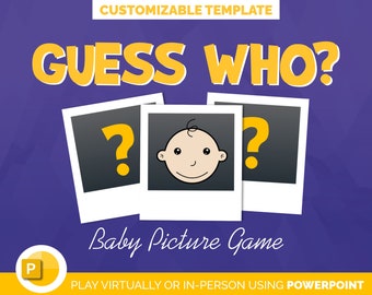 Modèle personnalisable de jeu d'images de bébé devinez qui | Jeux PowerPoint pour Zoom Meeting | Jeu de douche de bébé | Jeu brise-glace virtuel