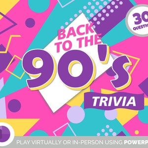 90s Trivia Game - Fun Birthday Party Icebreaker PowerPoint Game - PC Mac iPad Compatible - Virtual Party - Game Night