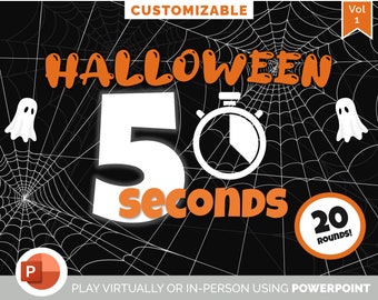 Halloween 5 Seconds Quick Wit Game - PowerPoint Games Zoom Party - Party Games for Family or Office - Virtual Quiz Night Games - Icebreaker