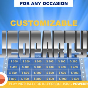 CUSTOMIZABLE JeoParty Game Template - Family Jeopardy Trivia PowerPoint Game - PC Mac iPad Compatible - Fun Virtual Party Game - Game Night