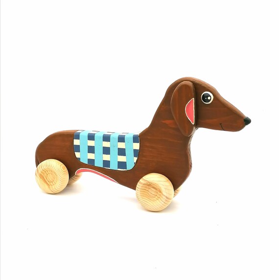 Wooden Toys Wood Dog Dog on Wheels Teckel Toy Toy for Kids Etsy