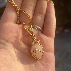 Valentinstag Wire Wrapped Crystal Anhänger Halsketten | Rosenquarz | Grüner Aventurin | Schwarzer Onyx | Drahtgewickelt Kristall Schmuck