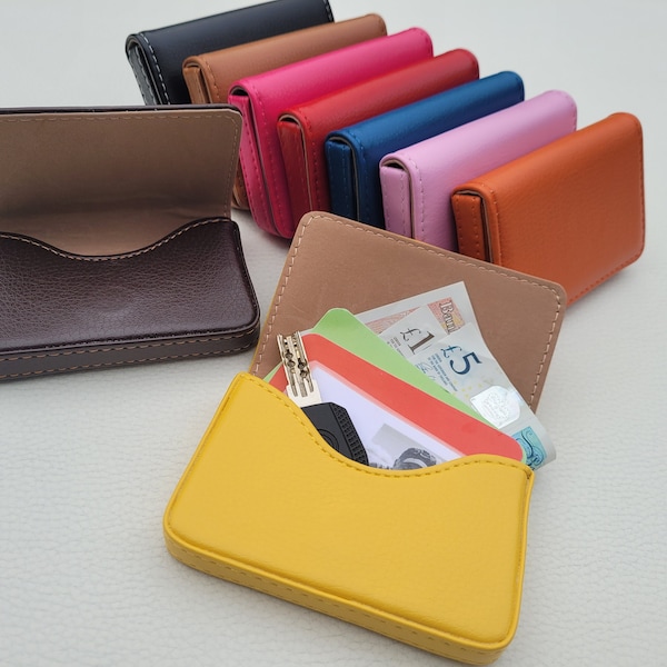 Vegan Leather Card Holder, Aluminium Case, Card Wallet, Magnetic Fastening, Business Card Case, Porte Carte, Multi Colours