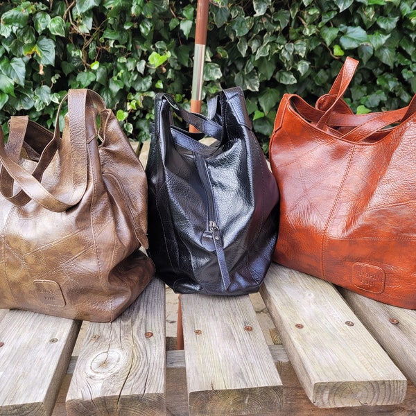 Vegan Leather Shoulder Bag, Gorgeous Soft Vegan Leather, Tote Bag, Large Capacity, 5 Colours, Multi Internal Pockets, Hobo Bag, Student Bag