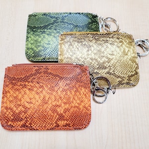 Vegan Leder Schlüsselbund Kartenhalter, Reißverschluss und Schlüsselanhänger, Geldbörse, Slim Kartenhalter, Sichere Zip Tasche, Kartenfach, Stabiler Schlüsselring